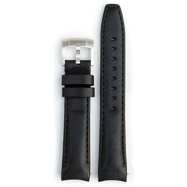 Curved End Leather Strap - Black