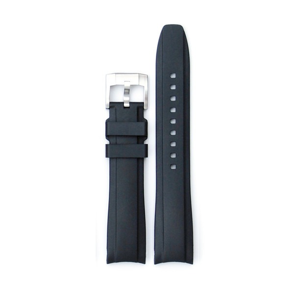 Curved End Rubber With Tang Buckle - Black