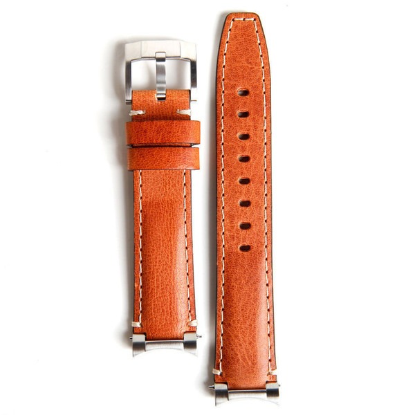 Steel End Leather Strap - Tan