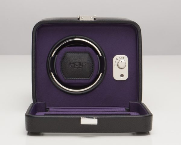 Wolf Windsor Watch Winder with cover in Black & Purple