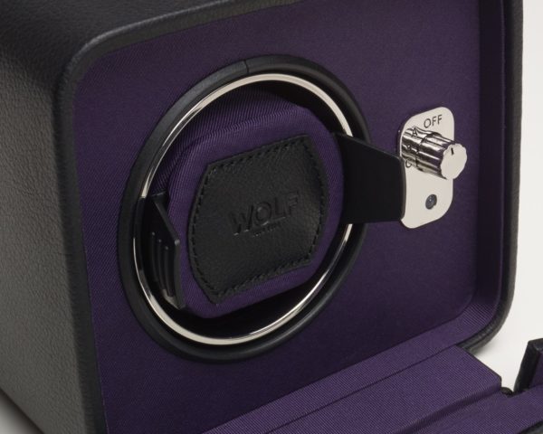 Wolf Windsor Watch Winder with cover in Black & Purple