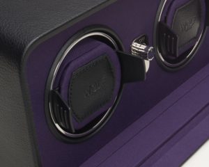Wolf Windsor Double Watch Winder with cover in Black & Purple