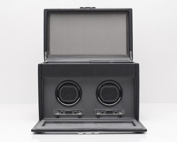 Wolf Viceroy Double Watch Winder with Storage in Black