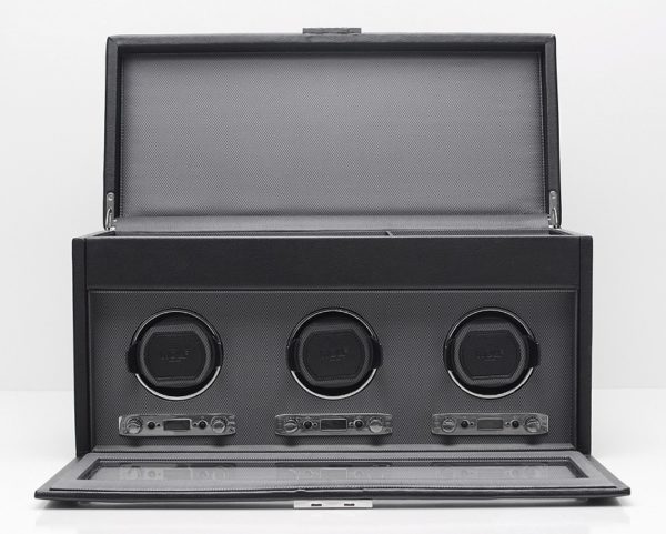 Wolf Viceroy Triple Watch Winder with Storage in Blac