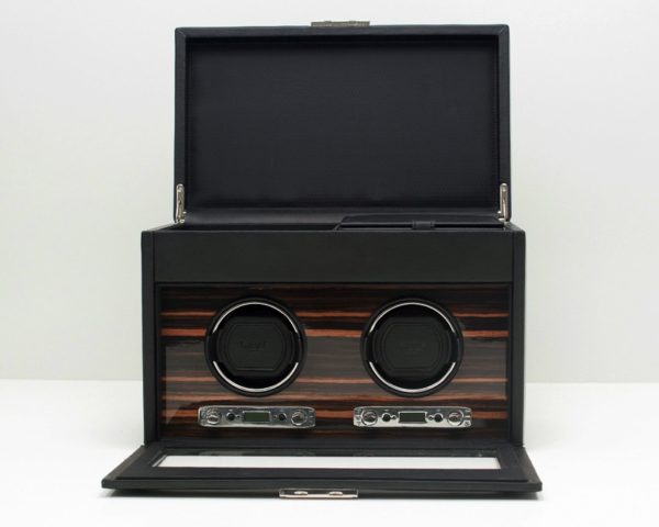 Wolf Roadster Double Watch Winder with Storage in Black
