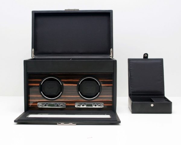 Wolf Roadster Double Watch Winder with Storage in Black