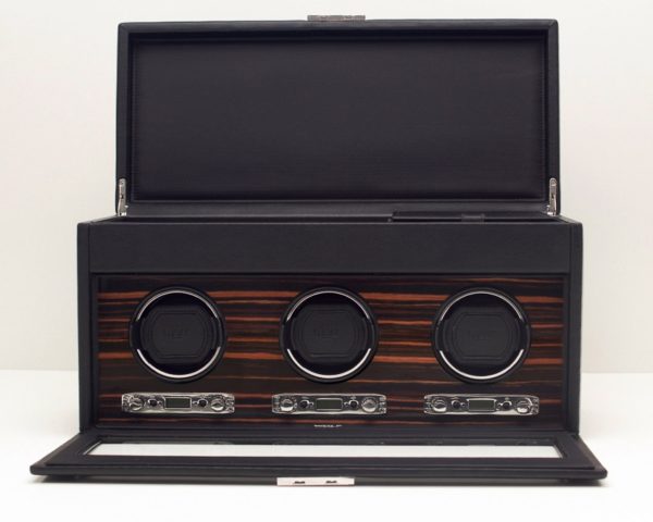 Wolf Roadster Triple Watch Winder with Storage in Black