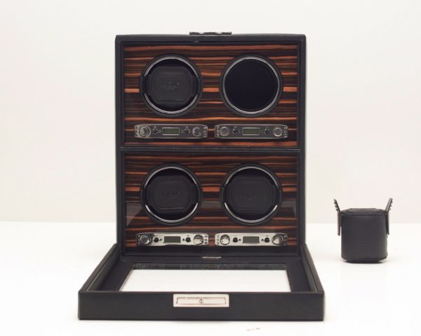 Wolf Roadster 4 Piece Watch Winder with Storage in Black