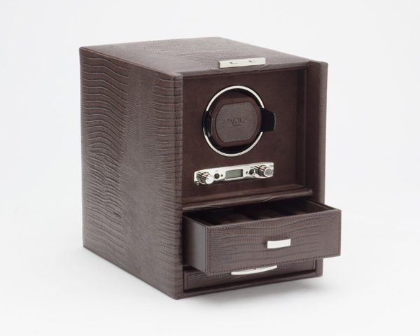 Wolf Blake Watch Winder in Brown Teju Lizard