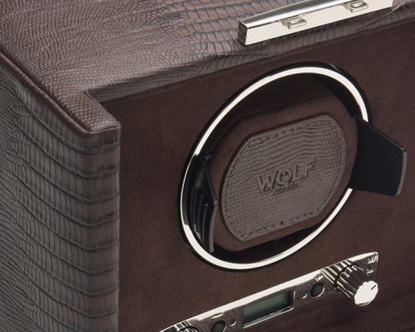 Wolf Blake Double Watch Winder in Brown Teju Lizard