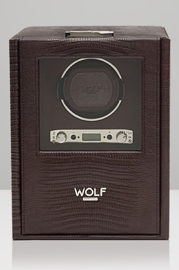 Wolf Blake Watch Winder in Brown Teju Lizard