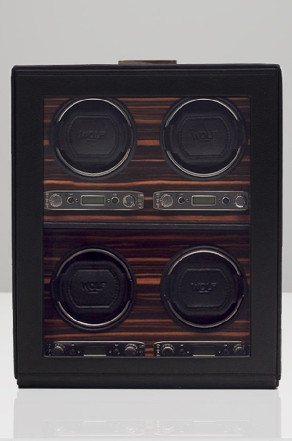 Wolf Roadster 4 Piece Watch Winder with Storage in Black