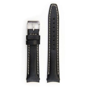 Everest Black leather strap (EH12) with curved ends for Rolex Datejust.