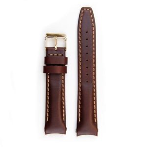 Everest Brown leather strap with stitching (EH12BRN) with curved ends for Rolex Datejust