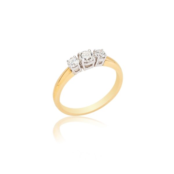 18ct yellow gold brilliant cut diamond 3 stone ring