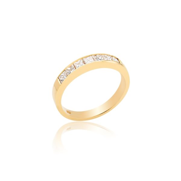 18ct yellow gold princess cut diamond half eternity ring