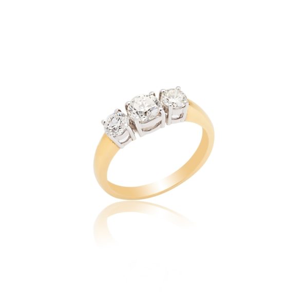 18ct Yellow gold brilliant cut diamond 3 stone ring