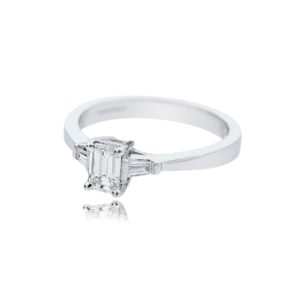 18ct White gold emerald cut diamond solitaire