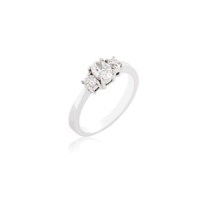 Platinum oval cut and brilliant cut diamond ring.