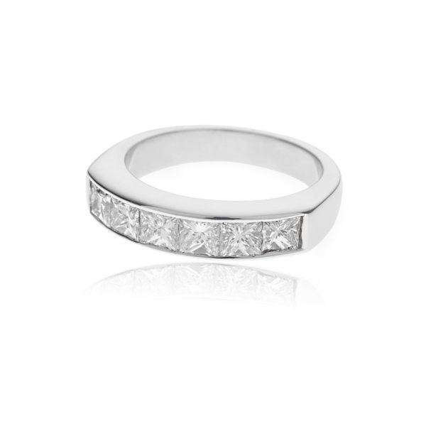 18ct White gold princess cut half eternity ring