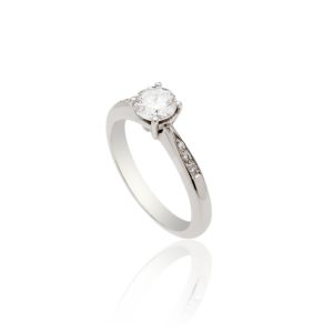 Platinum brilliant cut diamond solitaire ring