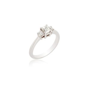 Platinum Emerald cut & brilliant cut diamond ring