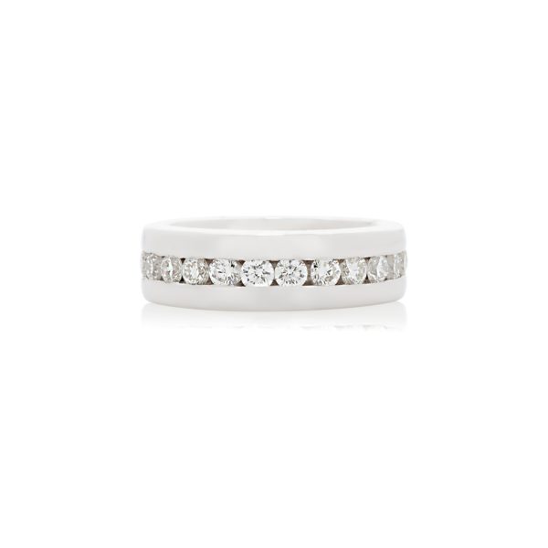 Platinum princess cut channel set full eternity band