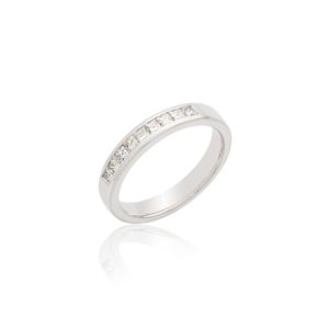 18ct White gold half princess cut diamond set eternity ring