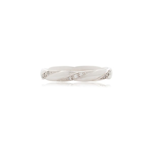 18ct White gold diamond set twist detail wedding band.