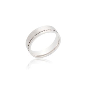 18CT White gold diamond set gents wedding band.