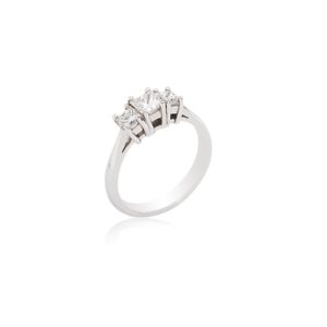 18ct White gold princess cut 3 stone diamond ring