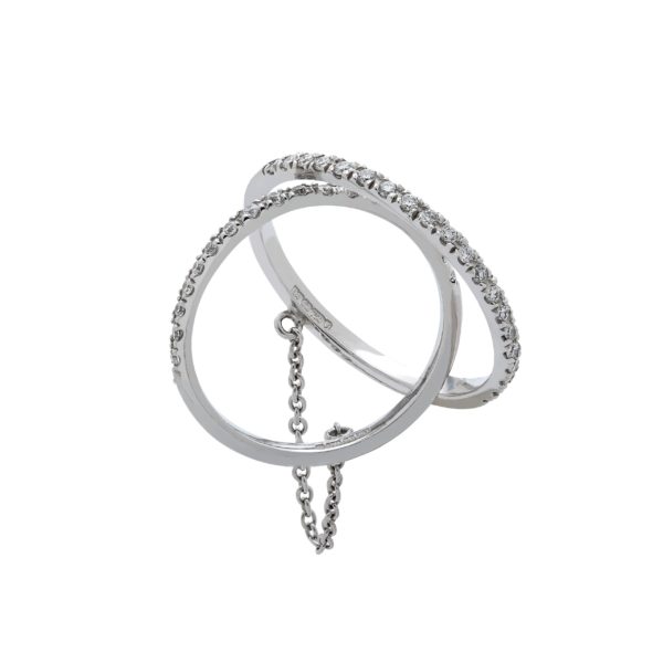 18ct White gold double diamond rings on a chain