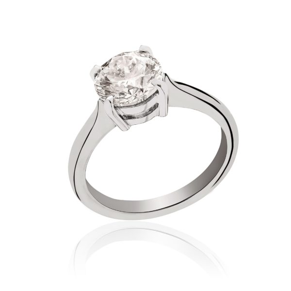 Platinum brilliant cut solitaire diamond ring.