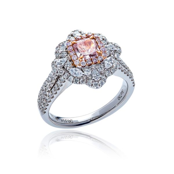 18ct White gold natural pink diamond cocktail ring
