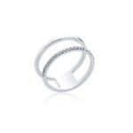 18ct White gold double row cocktail ring.