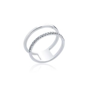 18ct White gold double row cocktail ring.