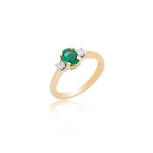 18ct yellow gold emerald and diamond ring