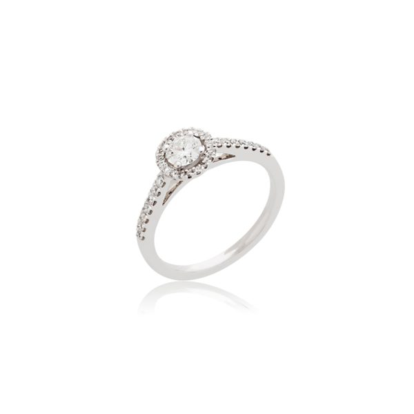 18ct White gold brilliant cut halo set diamond ring
