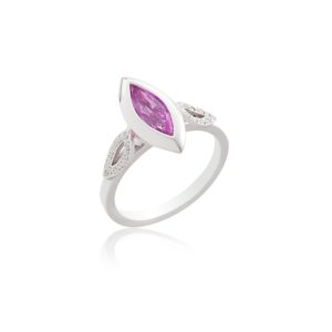 18ct White gold marquise cut pink sapphire ring