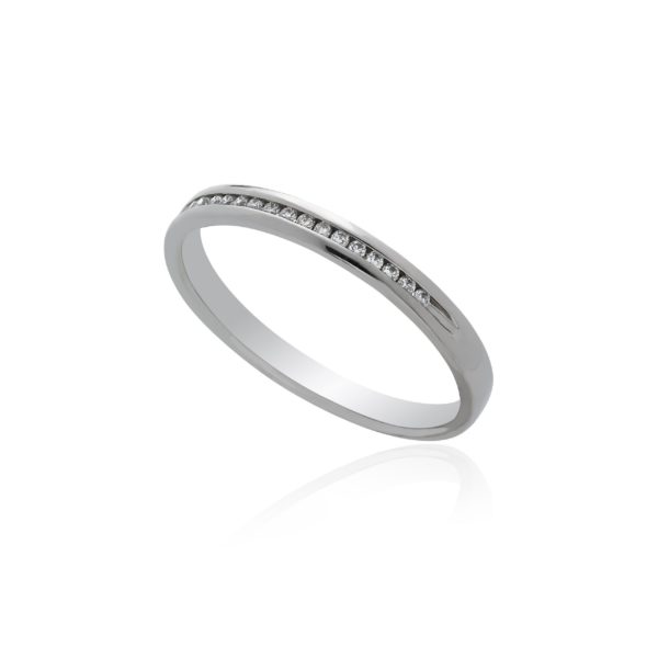 Palladium channel half eternity diamond ring.