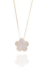 18ct Yellow gold flower pave pendant