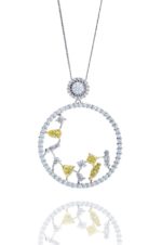 18ct white gold open circle brilliant cut pendant