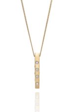 18ct yellow gold diamond block pendant
