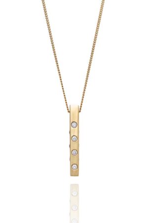 18ct yellow gold diamond block pendant