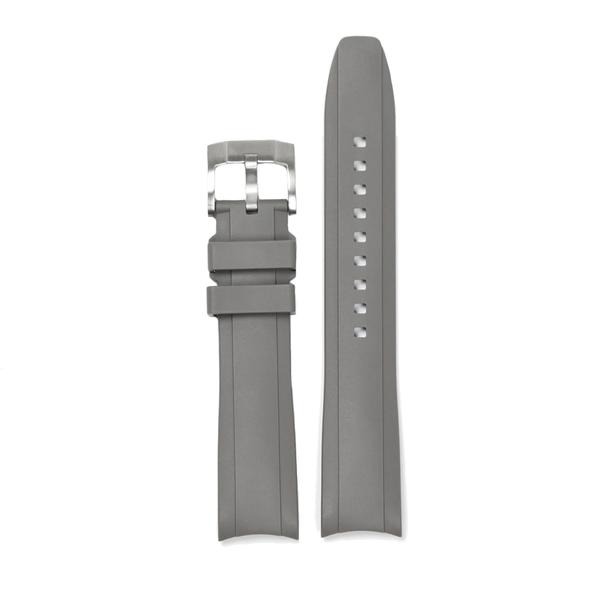 Curved End Rubber With Tang Buckle - Grey