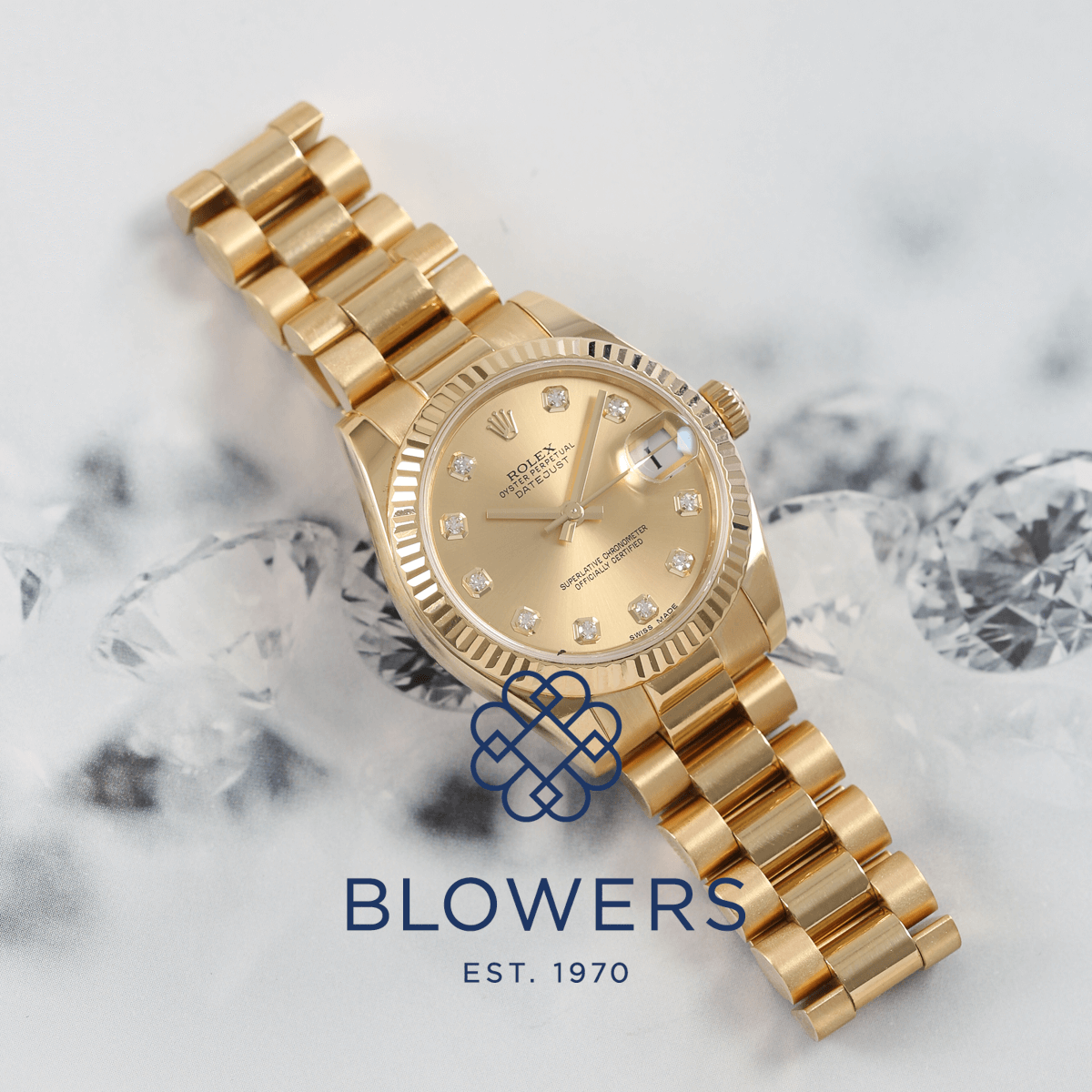 Jewelry oyster perpetual sales 18k gold crown