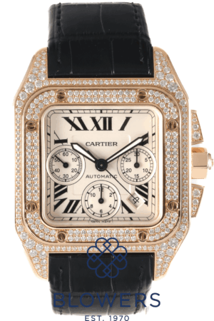Cartier Santos Joaillerie 100 XL Chronograph Factory "Diamond Pavé" Reference WM502351